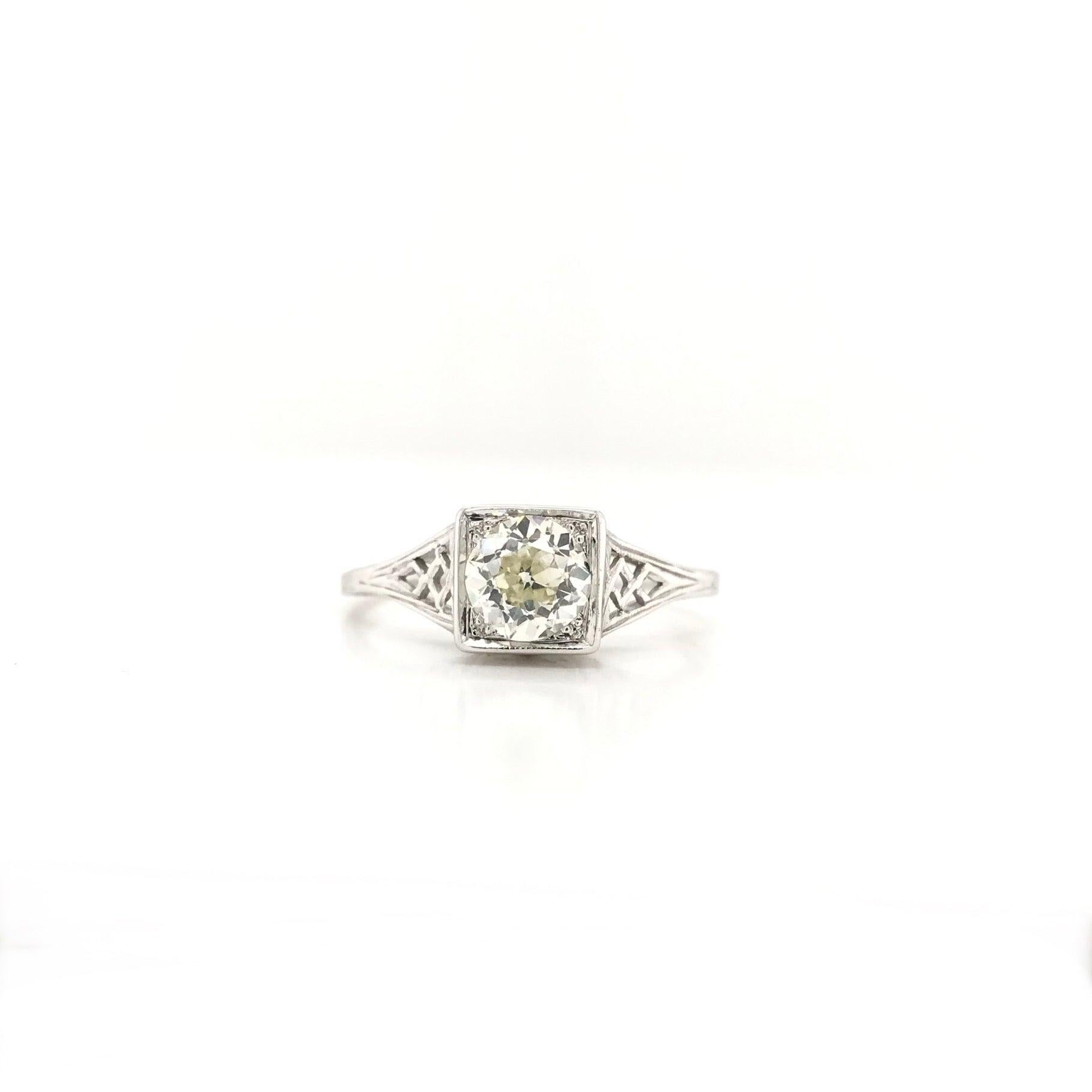 Antique Art Deco 0.85 Carat Diamond Filigree Ring In Good Condition For Sale In Montgomery, AL