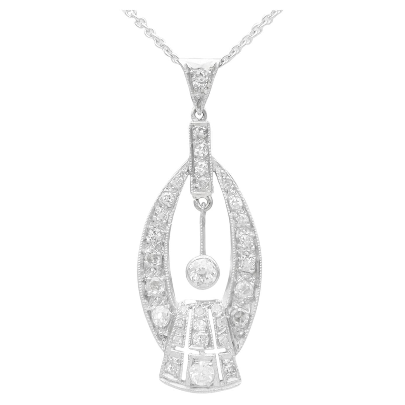 Antique Art Deco 0.88 Carat Diamond and Platinum Pendant Circa 1925
