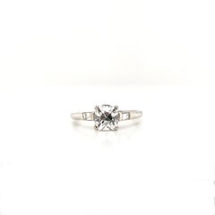 Antique Art Deco 0.91 Carat Old Mine Cut Diamond Platinum Solitaire Ring