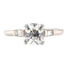Antique Art Deco 0.91 Carat Old Mine Cut Diamond Platinum Solitaire Ring