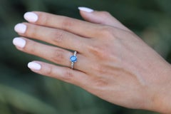 Antique Art Deco 1 Carat Blue Sapphire Solitaire Engagement Ring
