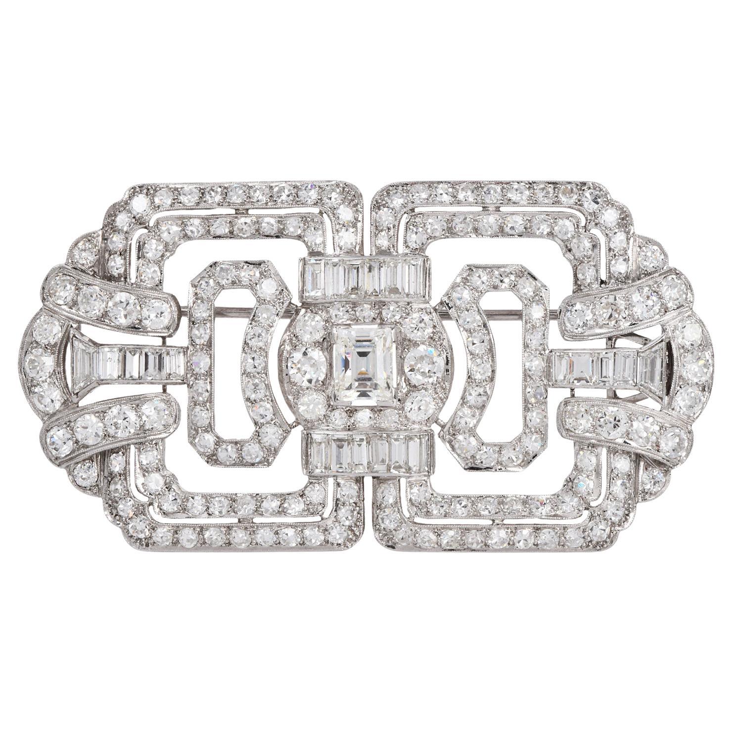 Antiguo broche Art Decó 10,00 quilates de diamantes de mina antigua Broche de platino