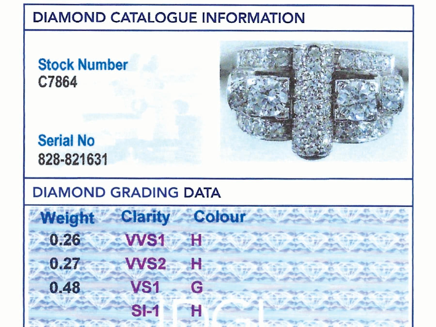 Antique Art Deco 1.01 Carat Diamond and Platinum Dress Ring For Sale 5