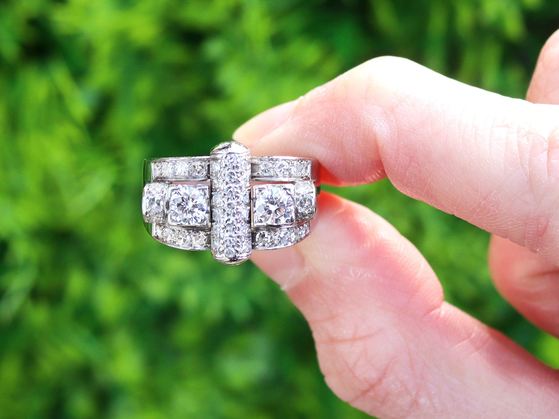 A stunning, fine and impressive antique Art Deco 1.01 carat diamond and platinum dress ring; part of our diverse diamond jewelry and estate jewelry collections

This stunning, fine and impressive Art Deco ring has been crafted in platinum.

The