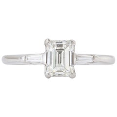 Vintage Art Deco 1.07 Carat Emerald Cut Diamond Ring