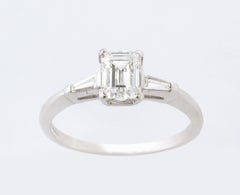 Antique Art Deco 1.07 Carat Emerald Cut Diamond Ring