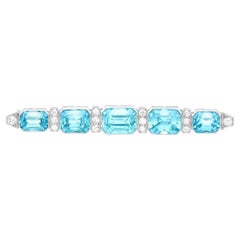Antique Art Deco 10.75 Carat High Zircon and Diamonds Platinum Bar Brooch