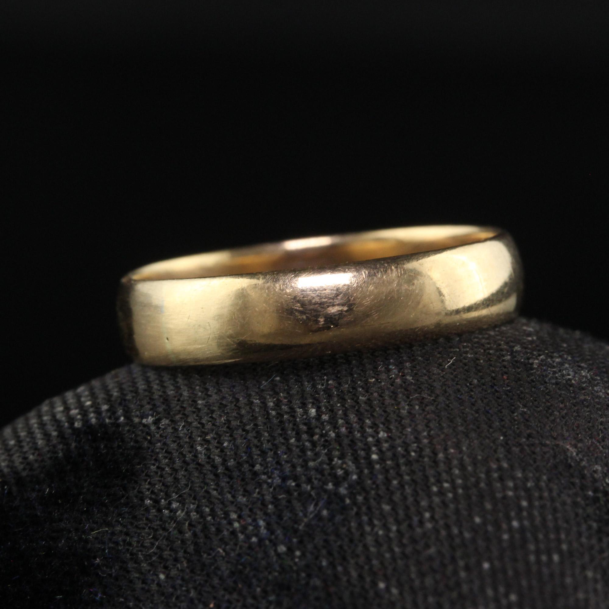 Women's or Men's Antique Art Deco 10K Yellow Gold Classic Wedding Band - Size 8 1/4