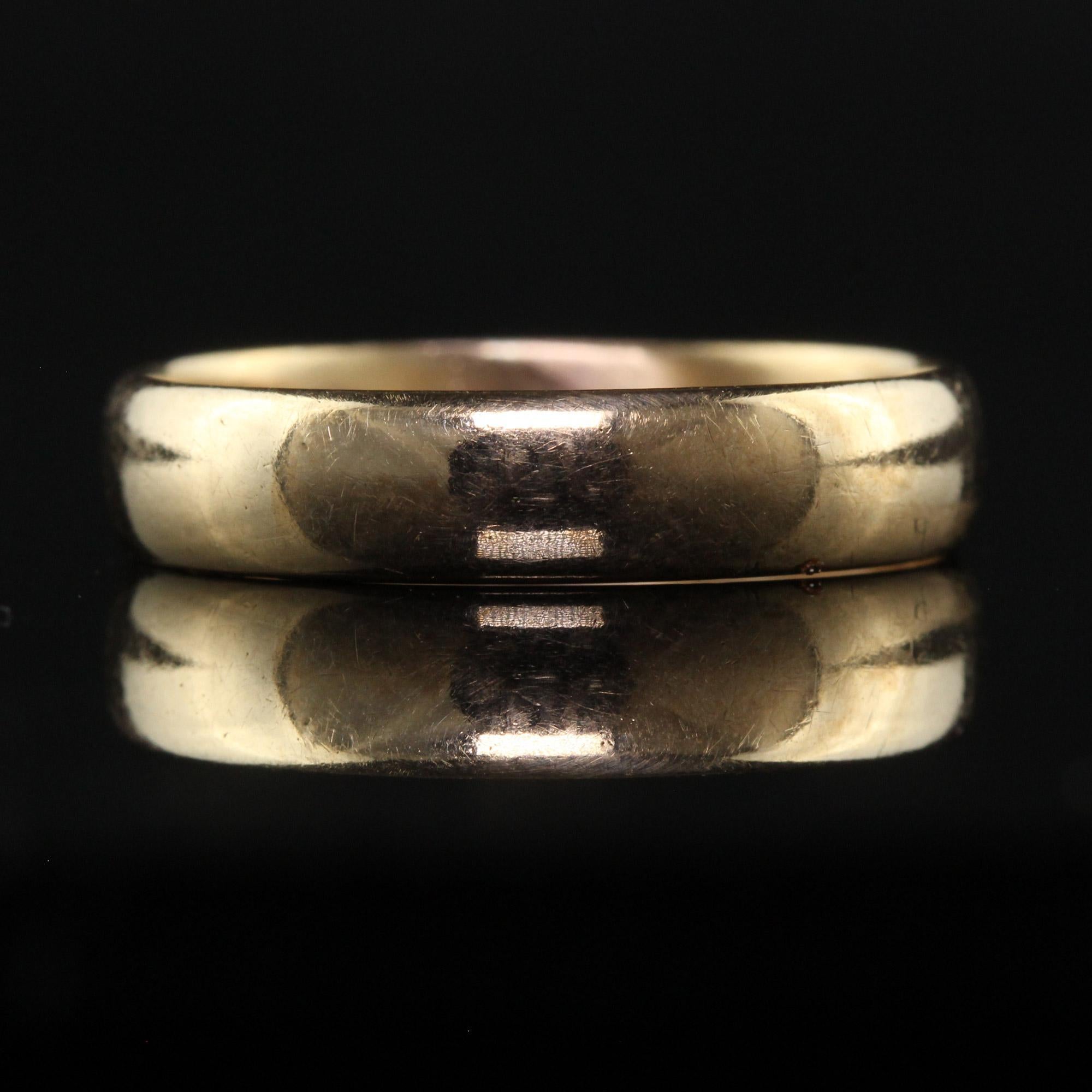 Antique Art Deco 10K Yellow Gold Classic Wedding Band - Size 8 1/4 2