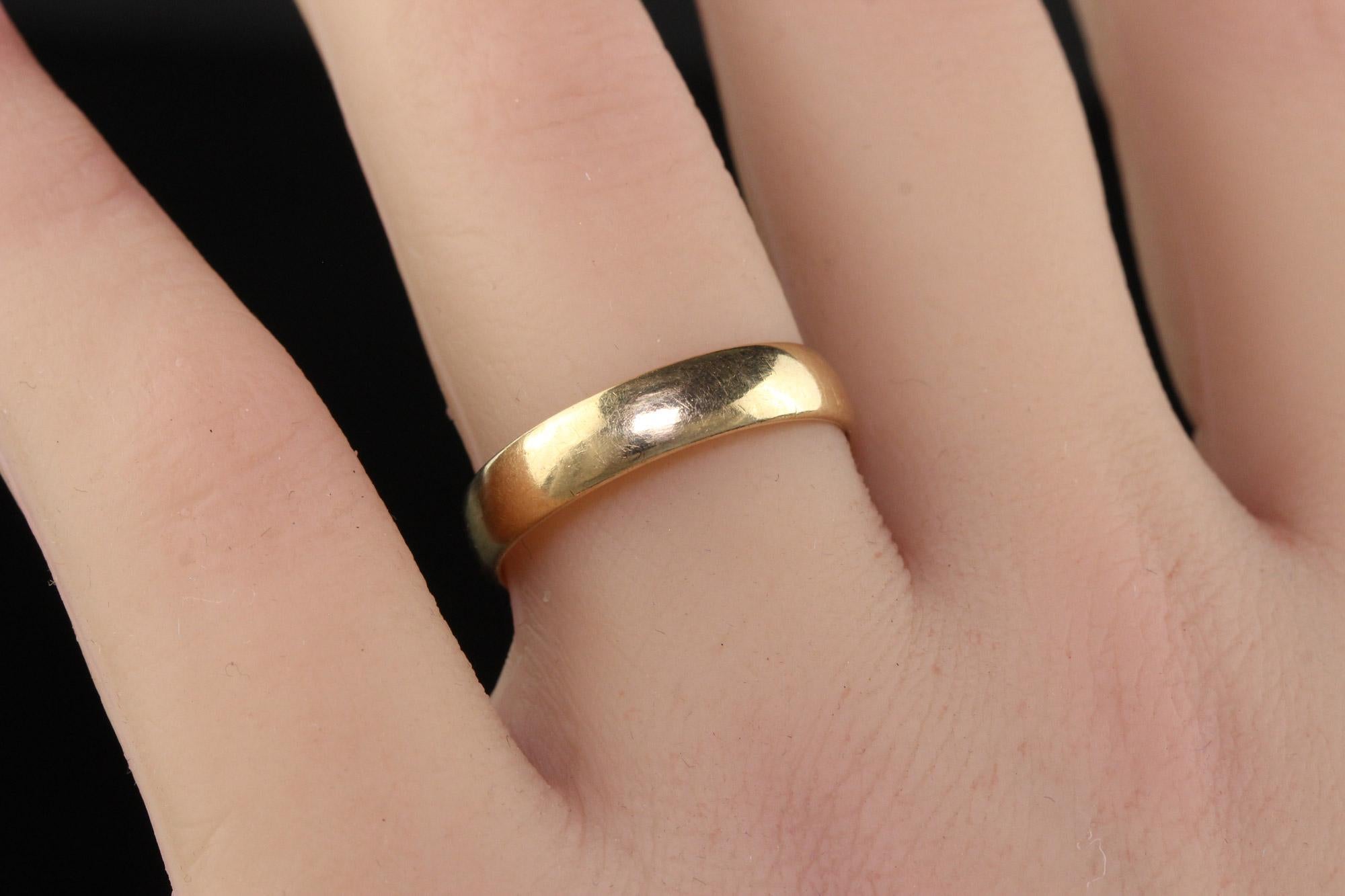 Antique Art Deco 10K Yellow Gold Classic Wedding Band - Size 8 1/4 4