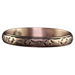 Antique Art Deco 10K Yellow Gold Engraved Wedding Band