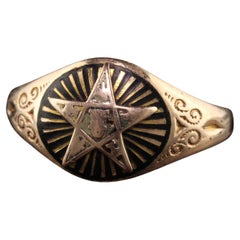 Used Art Deco 10K Yellow Gold Masonic Black Enamel Ring