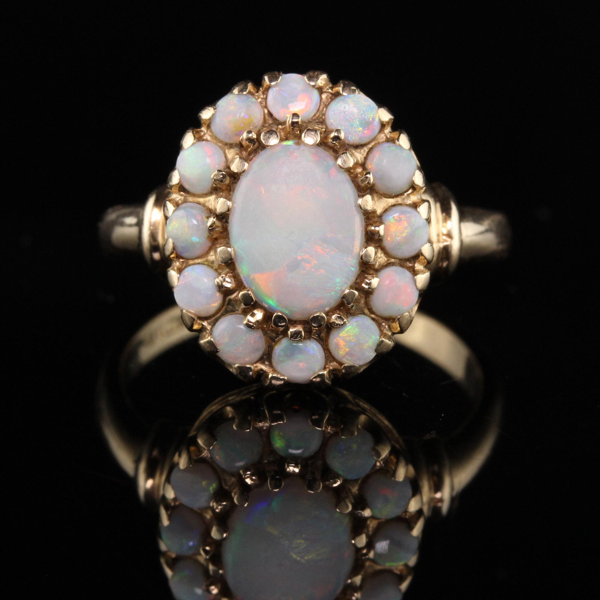 Oval Cut Antique Art Deco 10K Yellow Gold Opal Engagement Ring