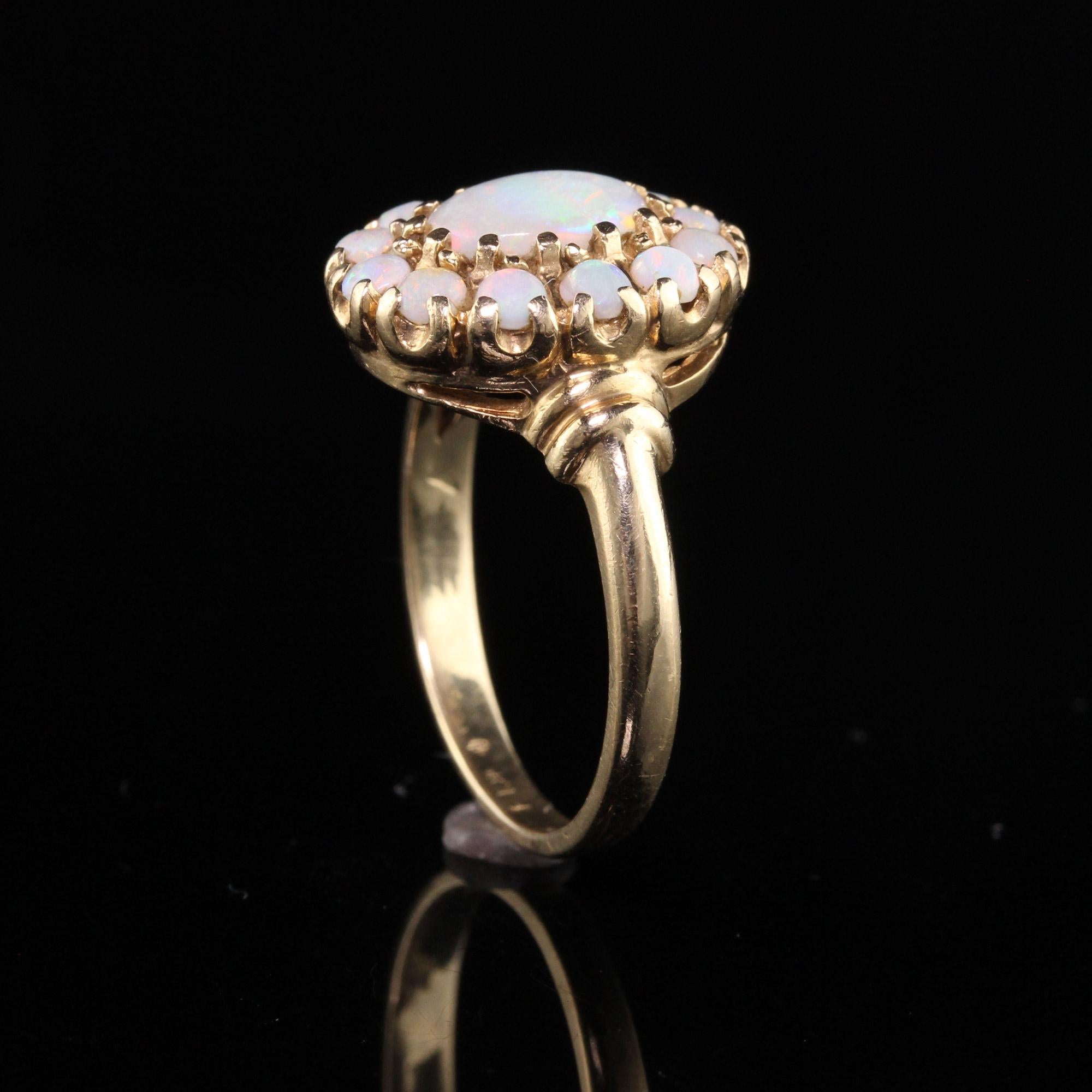 Women's Antique Art Deco 10K Yellow Gold Opal Engagement Ring