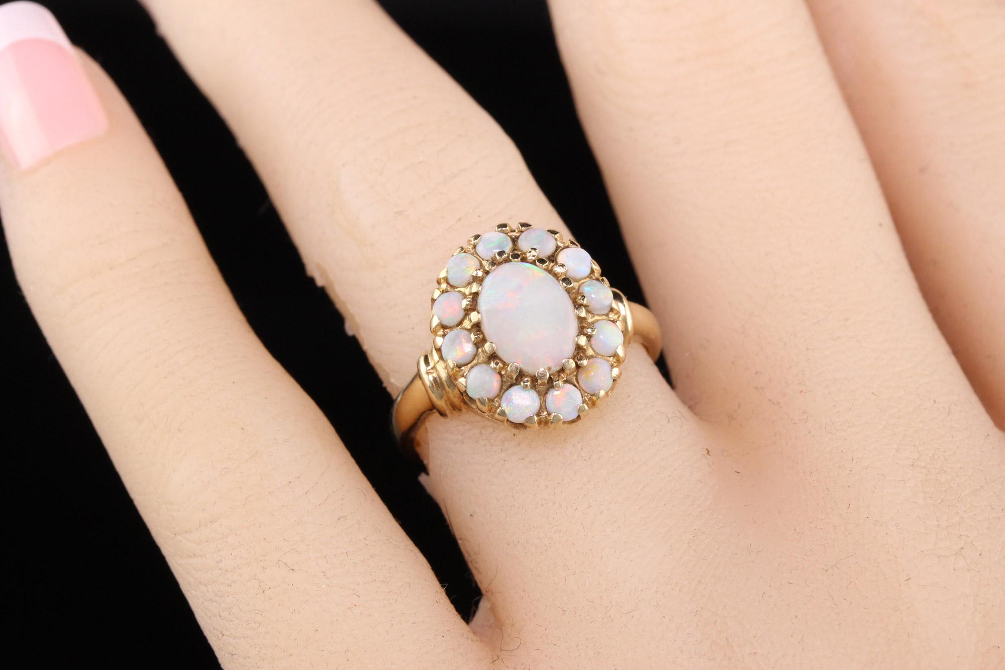 Antique Art Deco 10K Yellow Gold Opal Engagement Ring 1