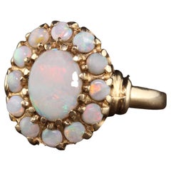 Antique Art Deco 10K Yellow Gold Opal Engagement Ring