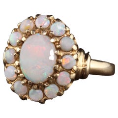 Antiker Art Deco 10K Gelbgold Opal Verlobungsring