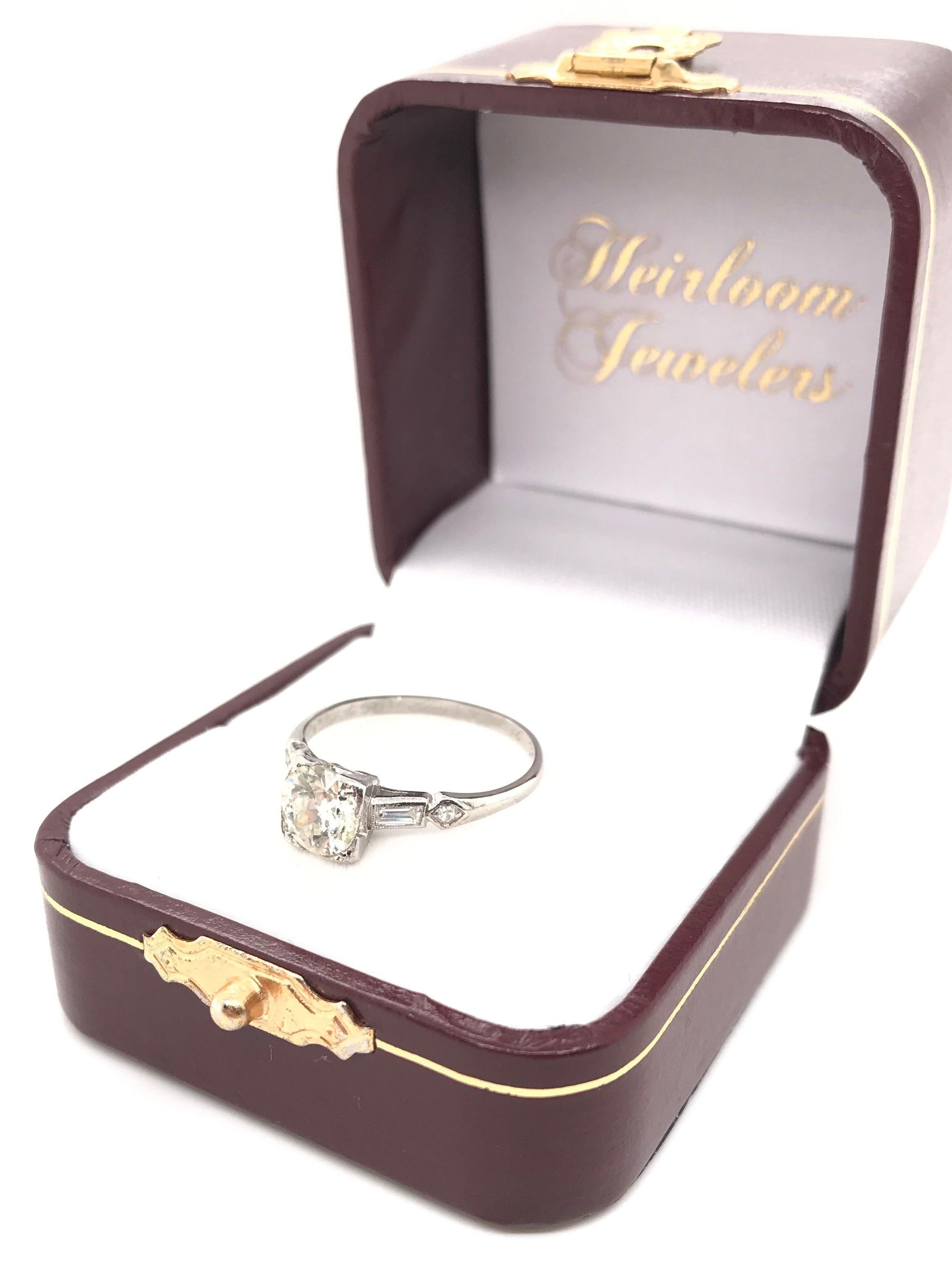 Antique Art Deco 1.12 Carat Diamond Platinum Solitaire Engagement Ring 11