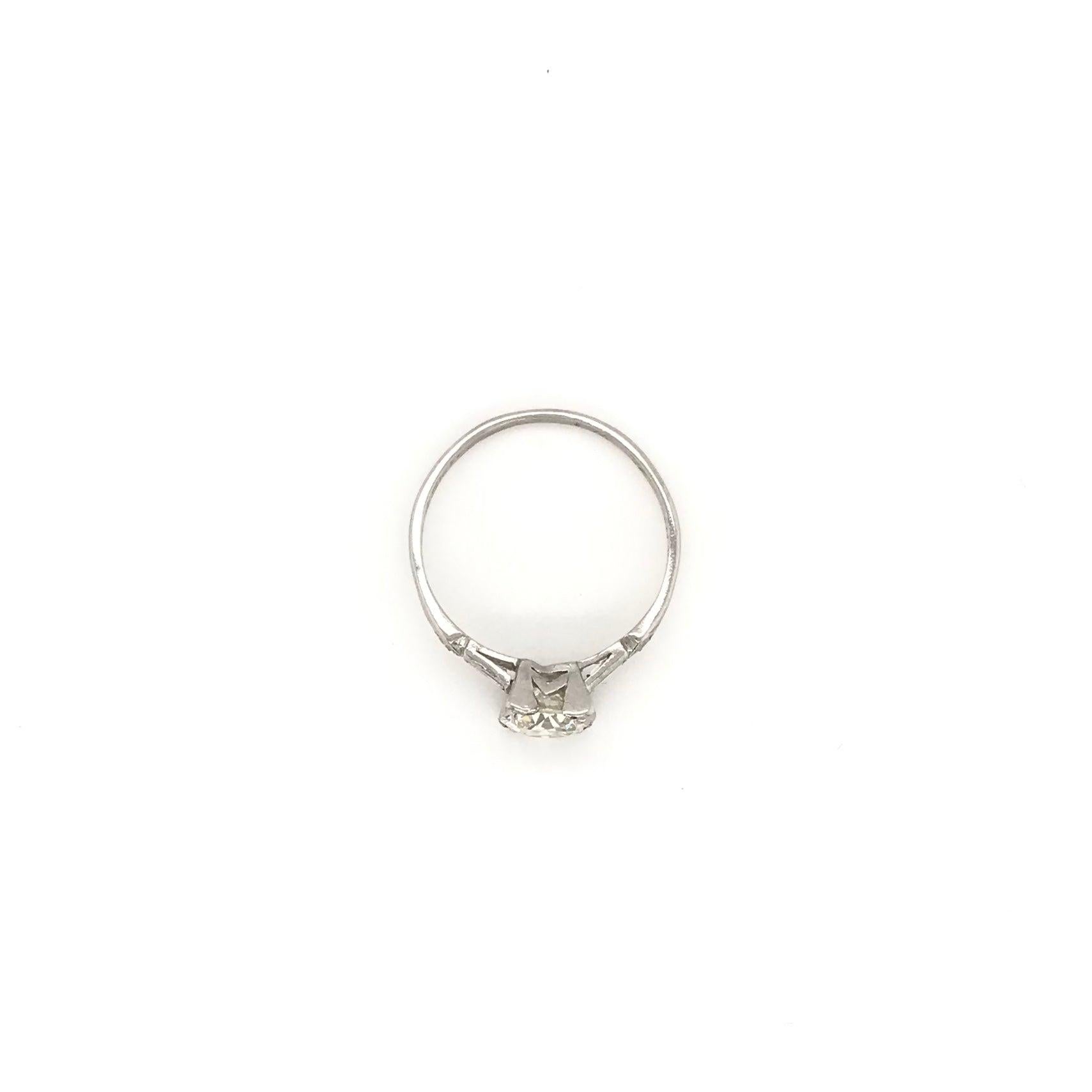 Antique Art Deco 1.12 Carat Diamond Platinum Solitaire Engagement Ring 3