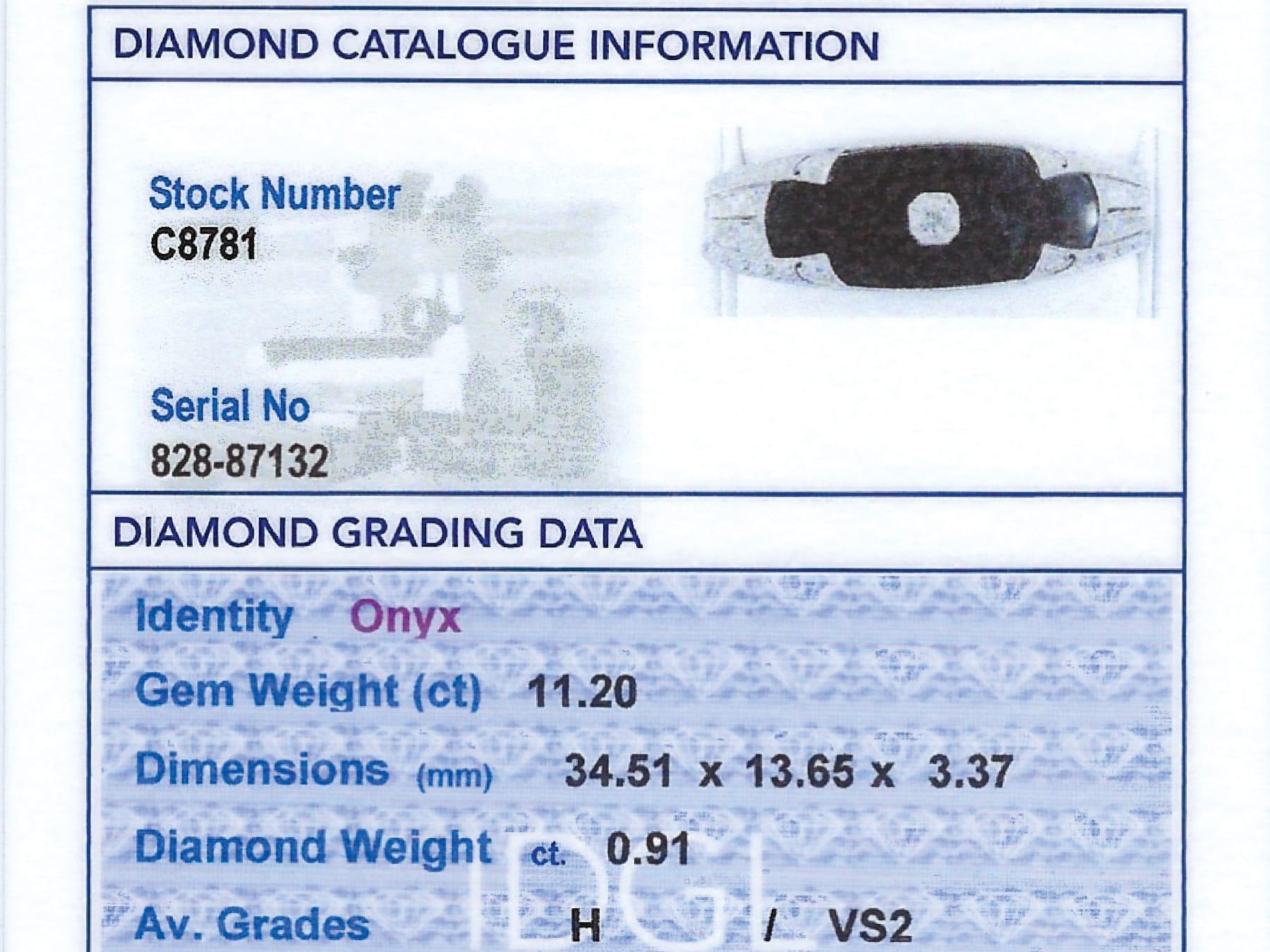 Antique Art Deco 11.20Ct Black Onyx and 0.91Ct Diamond, Platinum Brooch For Sale 4