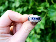 Antique Art Deco 1.20ct Sapphire and 0.96ct Diamond Platinum Cocktail Ring