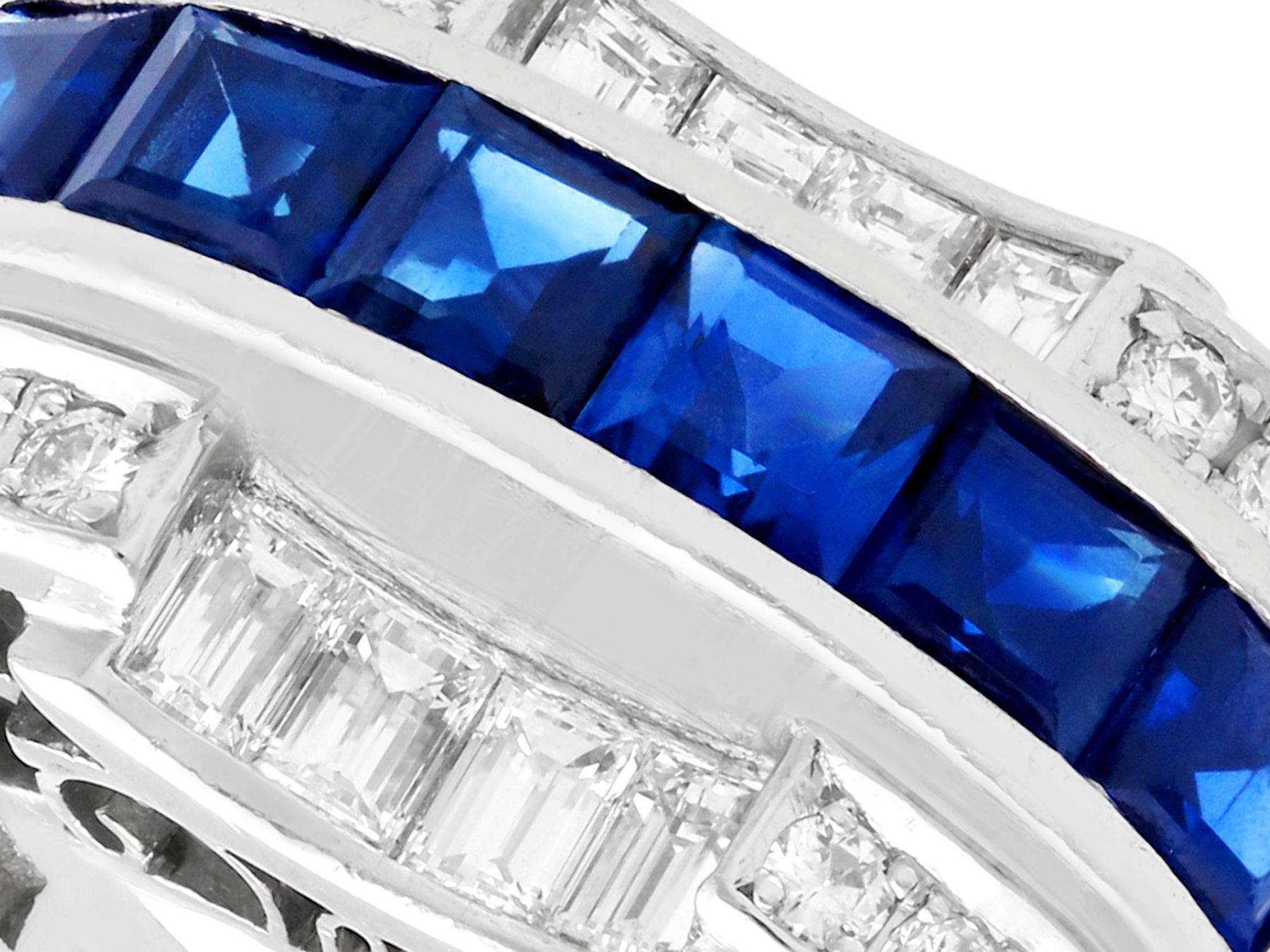 Baguette Cut Antique Art Deco 1.20ct Sapphire and 0.96ct Diamond Platinum Dress Ring For Sale