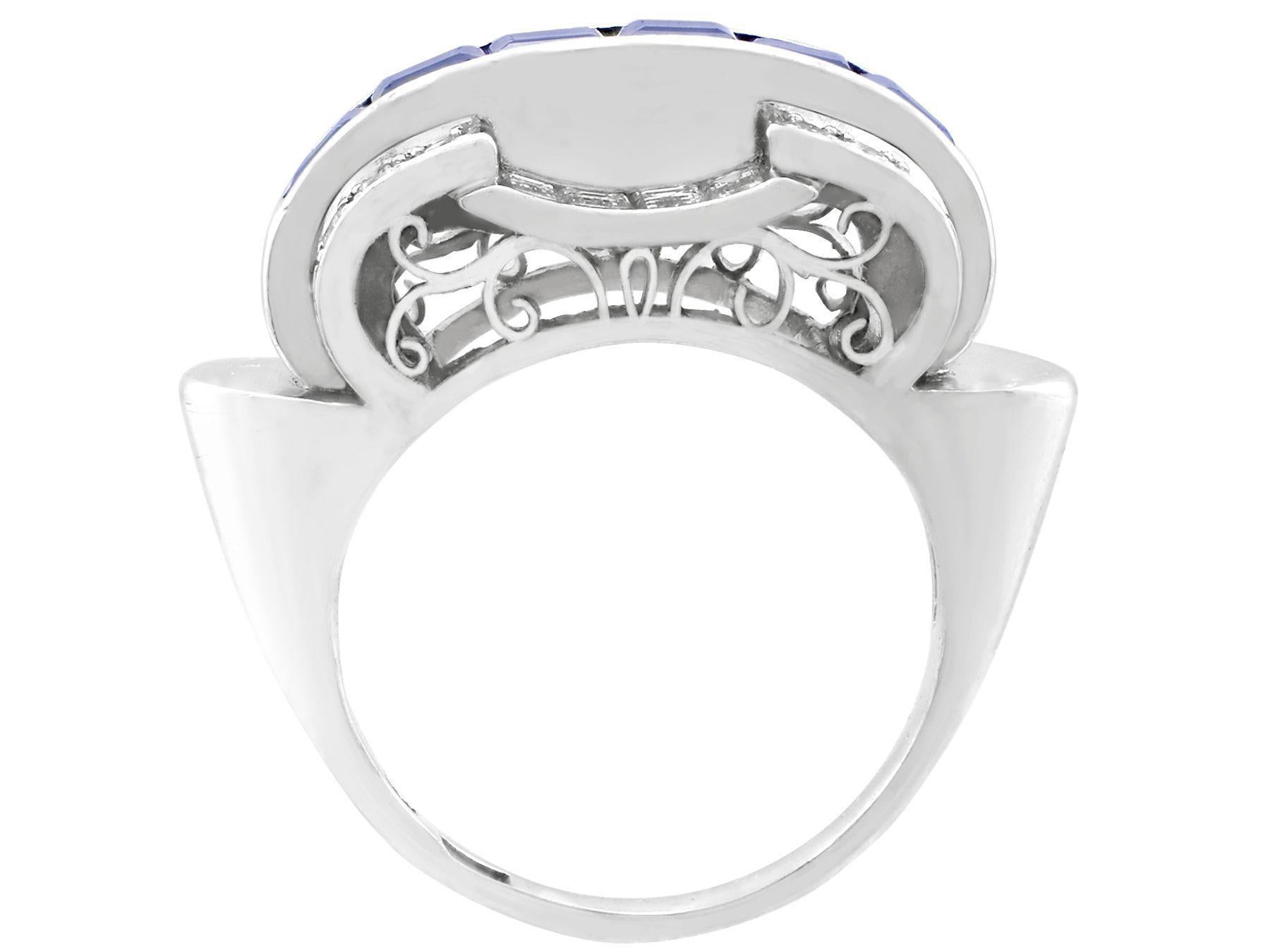 Women's or Men's Antique Art Deco 1.20ct Sapphire and 0.96ct Diamond Platinum Dress Ring For Sale