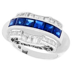 Antique Art Deco 1.20ct Sapphire and 0.96ct Diamond Platinum Dress Ring
