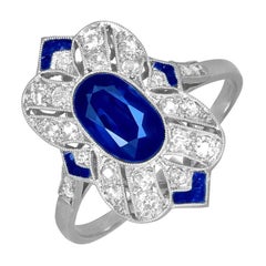 Antique Art Deco Oval Cut Sapphire and Diamond Halo Ring (Approx. 1.20-Carats)