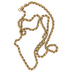 Antique Art-Deco 12K Solid Yellow Gold Fancy Belcher Link Rope Length 87cm Chain
