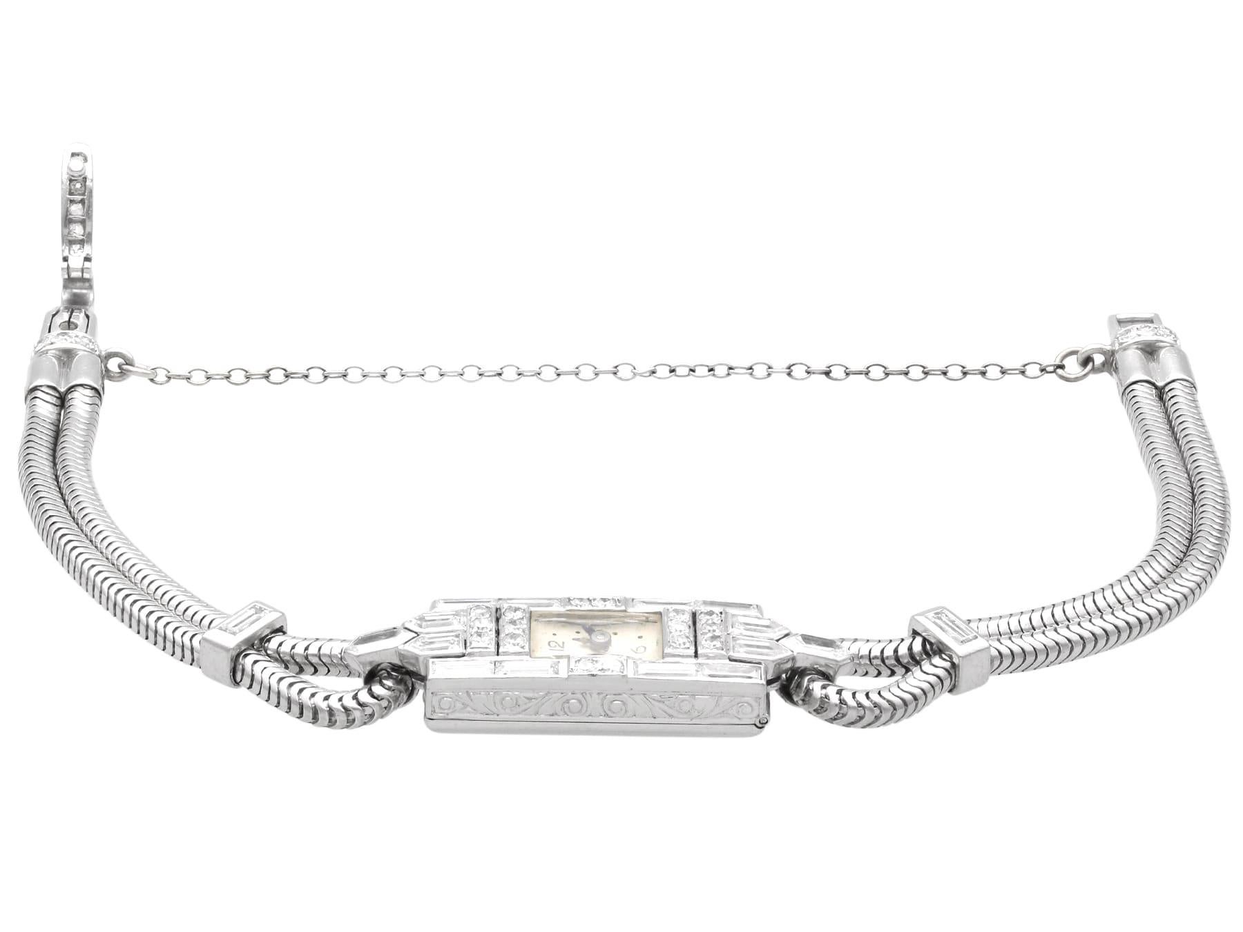 Antike Art Deco 1,30 Karat Diamant Platin Damen Cocktail Uhr CIRCA 1925 im Angebot 4
