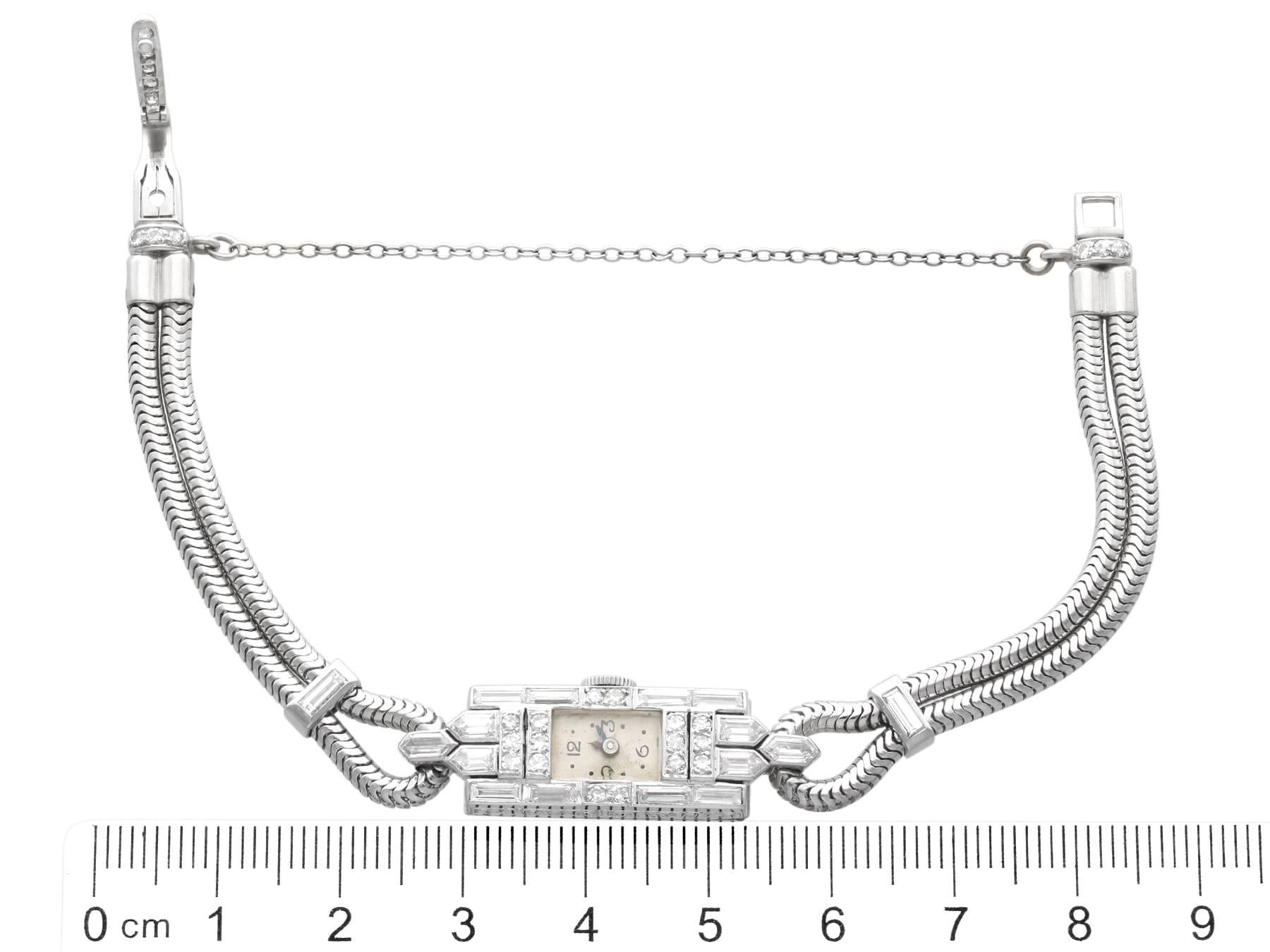 Antike Art Deco 1,30 Karat Diamant Platin Damen Cocktail Uhr CIRCA 1925 im Angebot 5