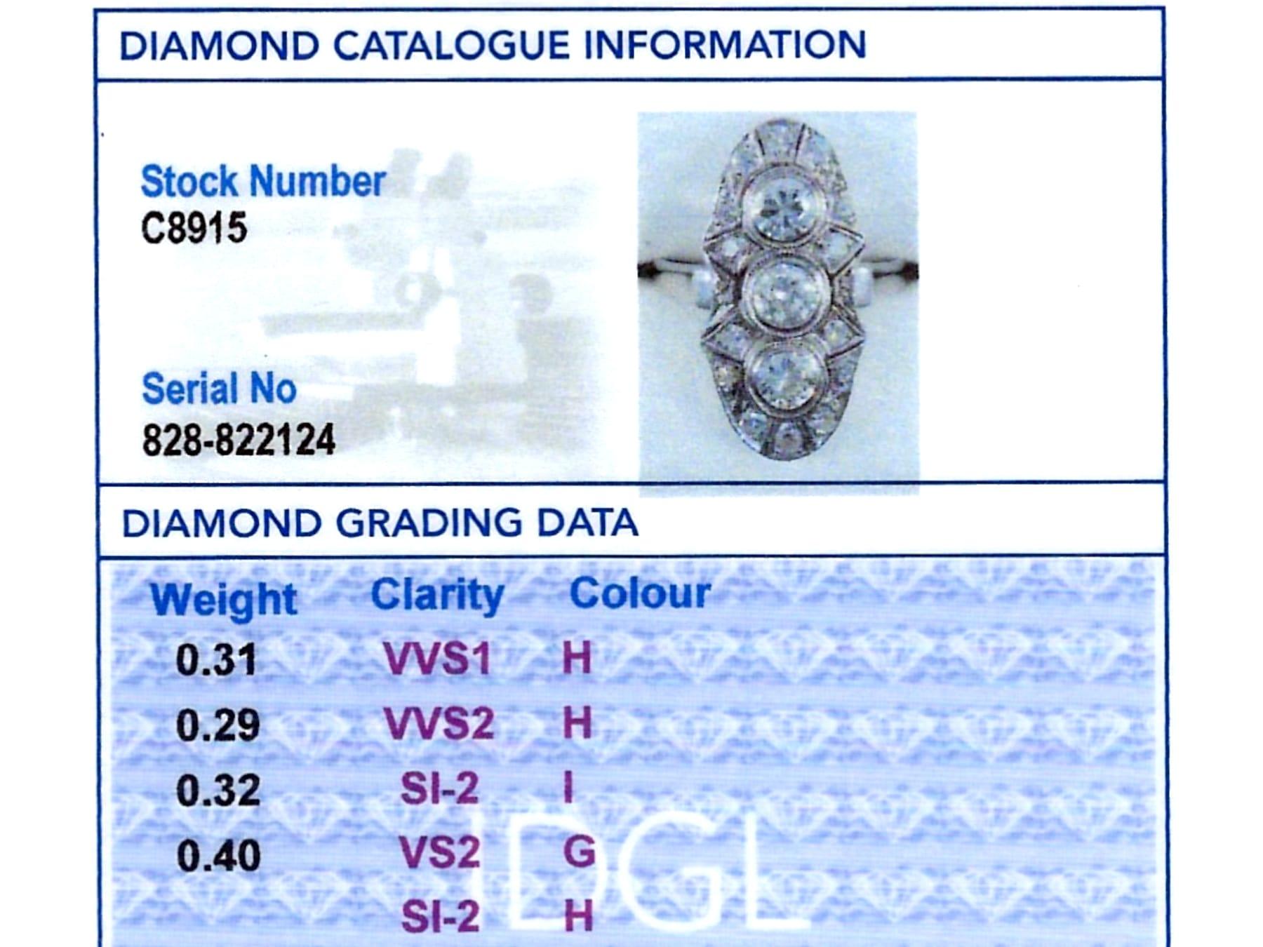 Antique Art Deco 1.32 Carat Diamond and 14 Karat White Gold Ring Circa 1930 For Sale 6