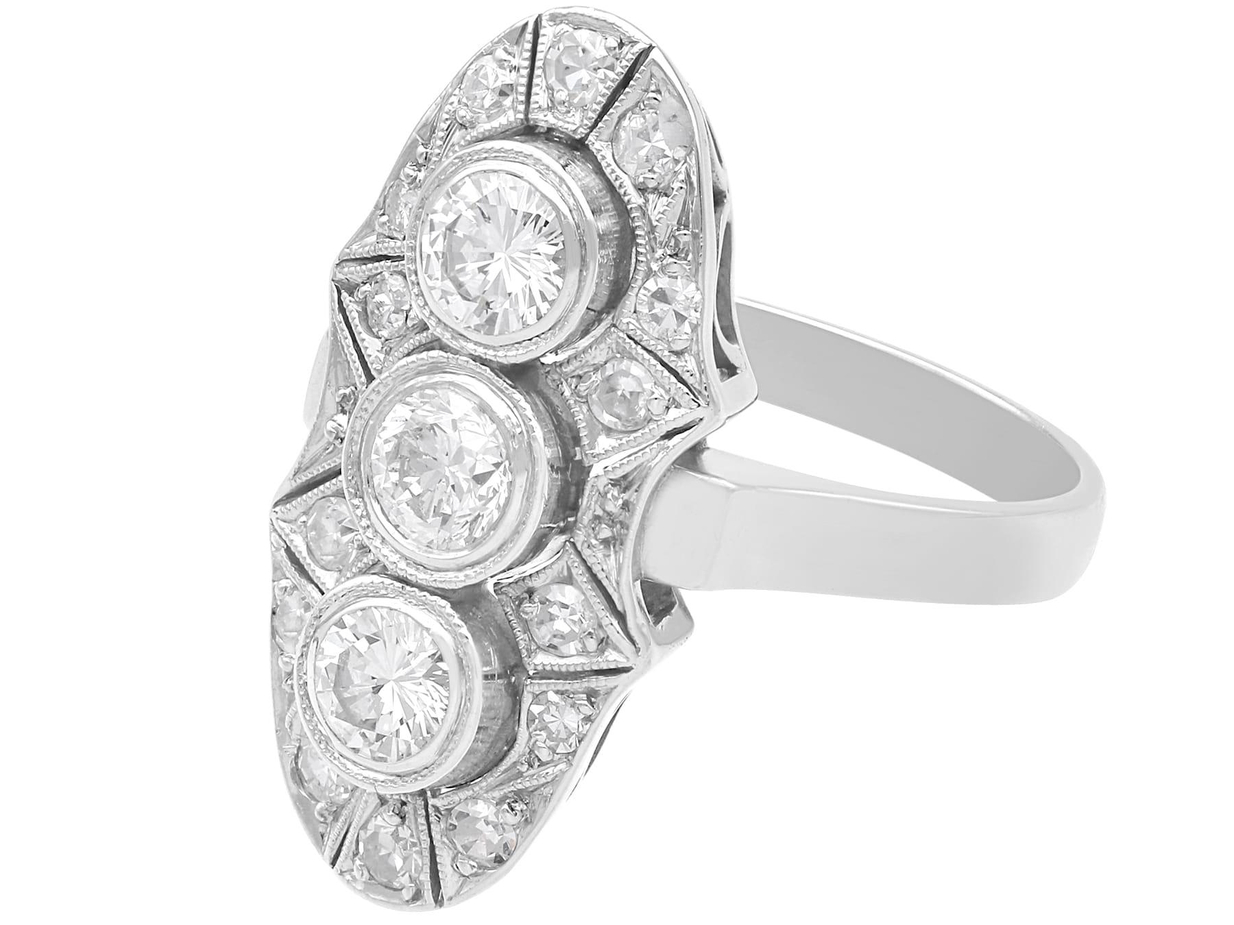 Antique Art Deco 1.32 Carat Diamond and 14 Karat White Gold Ring Circa 1930 In Excellent Condition For Sale In Jesmond, Newcastle Upon Tyne