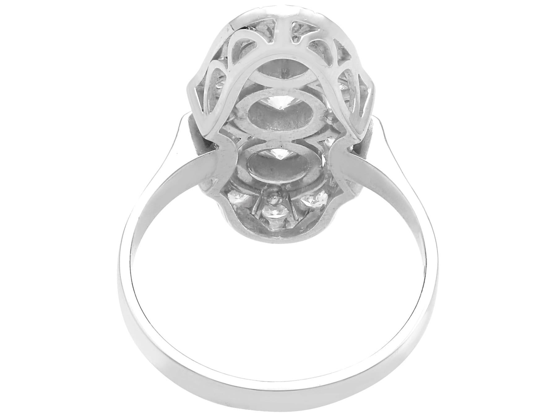 Women's or Men's Antique Art Deco 1.32 Carat Diamond and 14 Karat White Gold Ring Circa 1930 For Sale