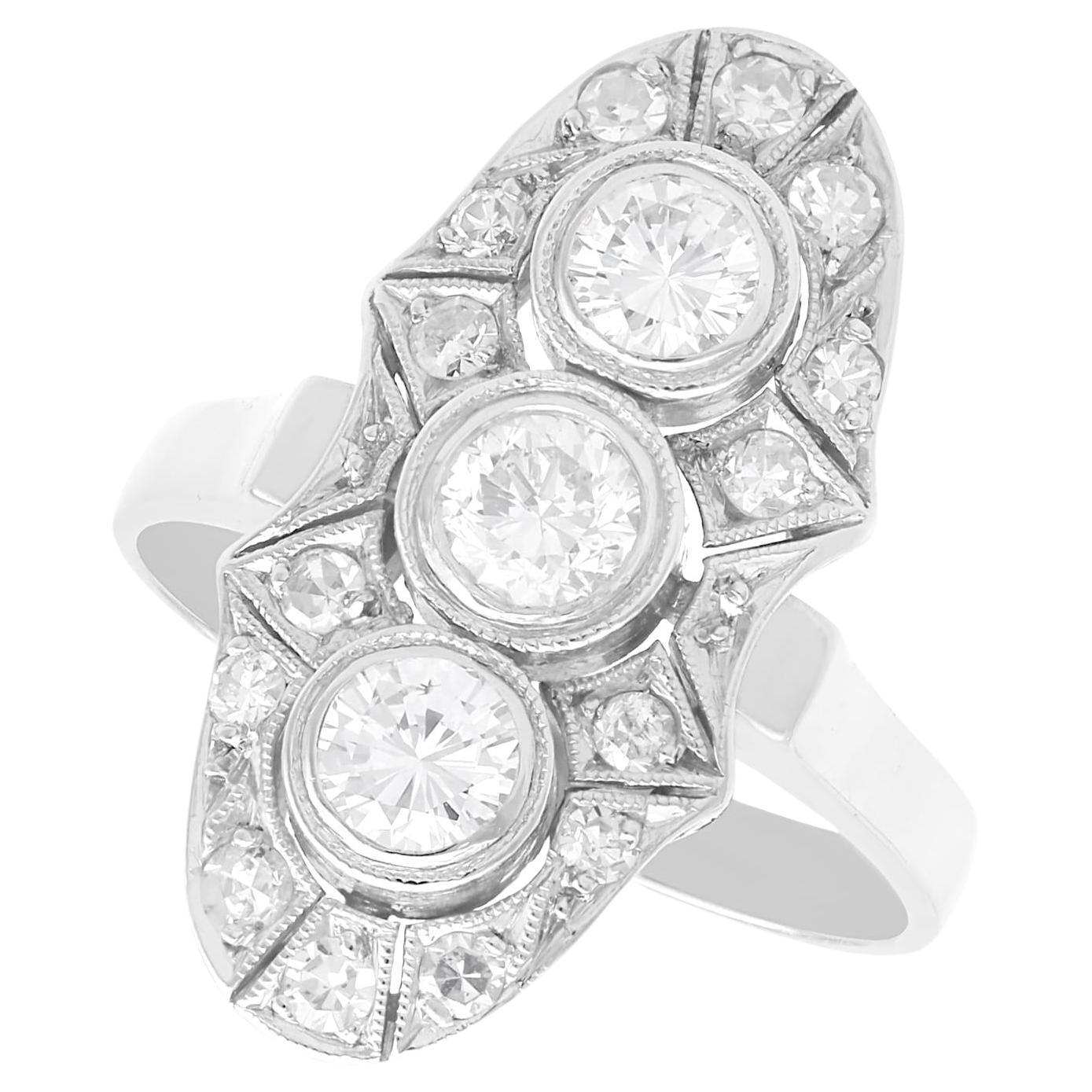 Antique Art Deco 1.32 Carat Diamond and 14 Karat White Gold Ring Circa 1930 For Sale