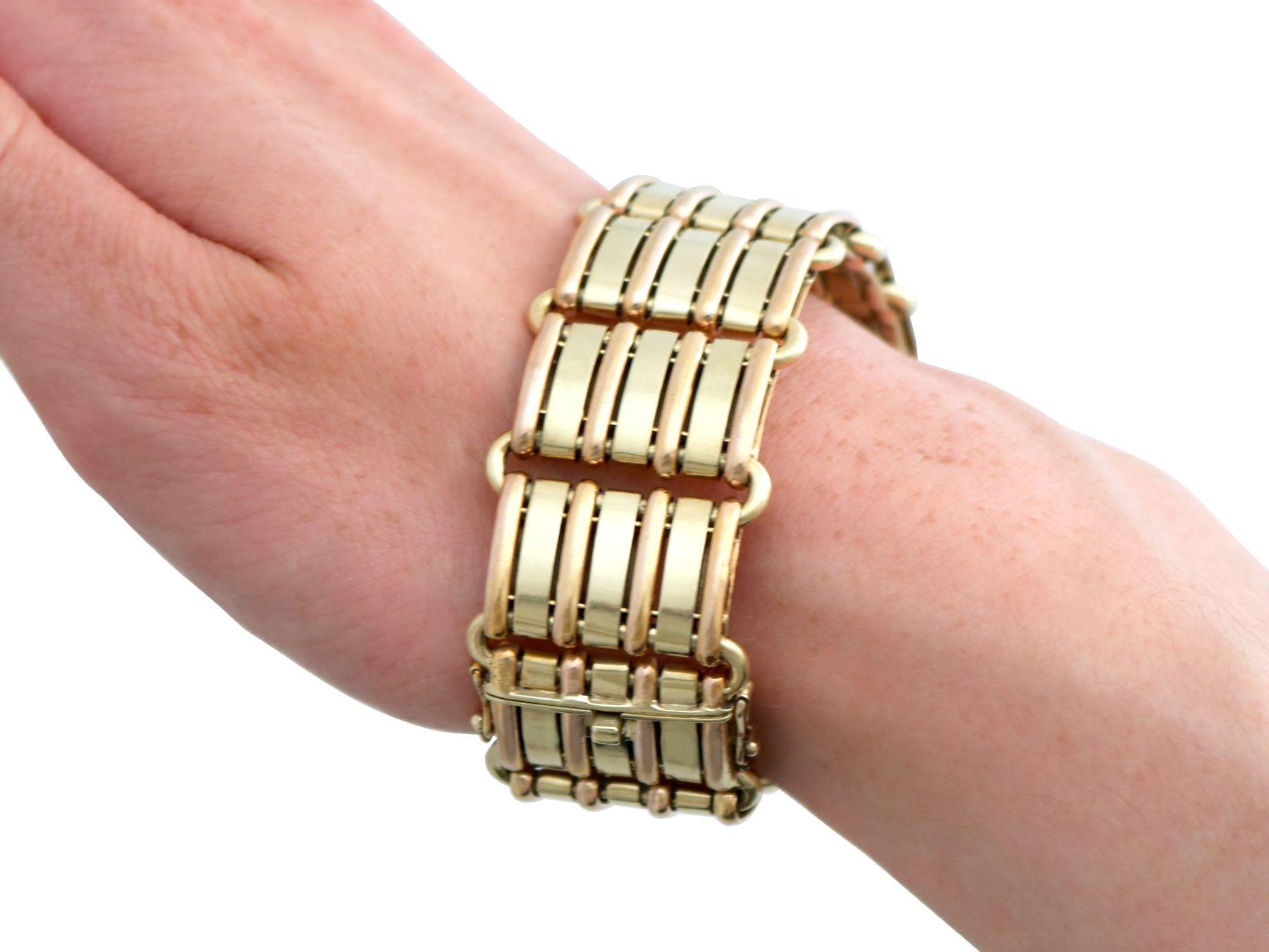 Antique Art Deco 14k Rose Gold and 14k Yellow Gold Bracelet For Sale 5