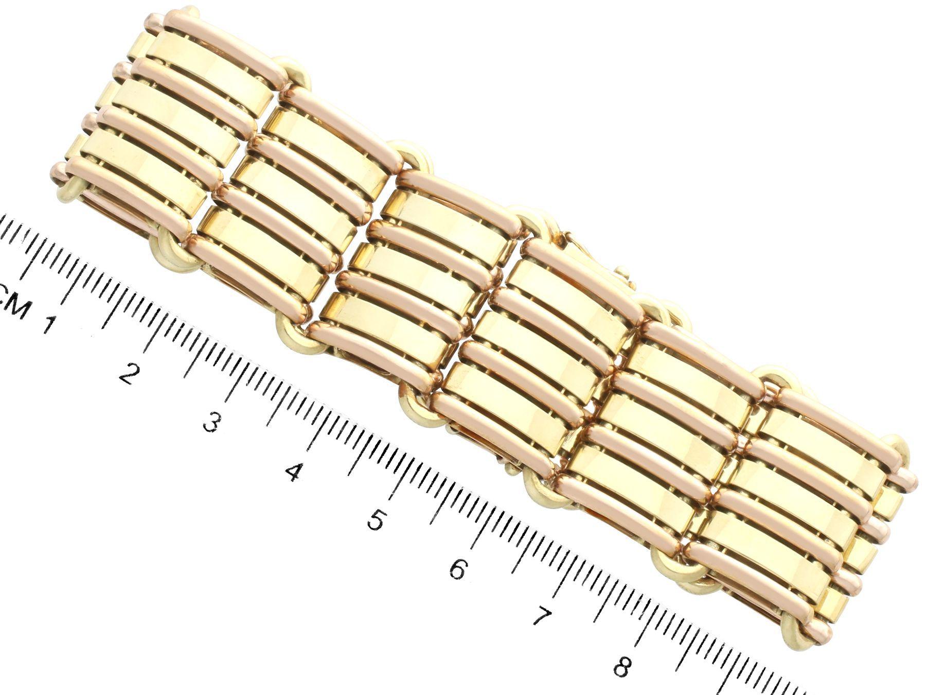 Antique Art Deco 14 Ct Rose Gold and 14Ct Yellow Gold Bracelet For Sale 2