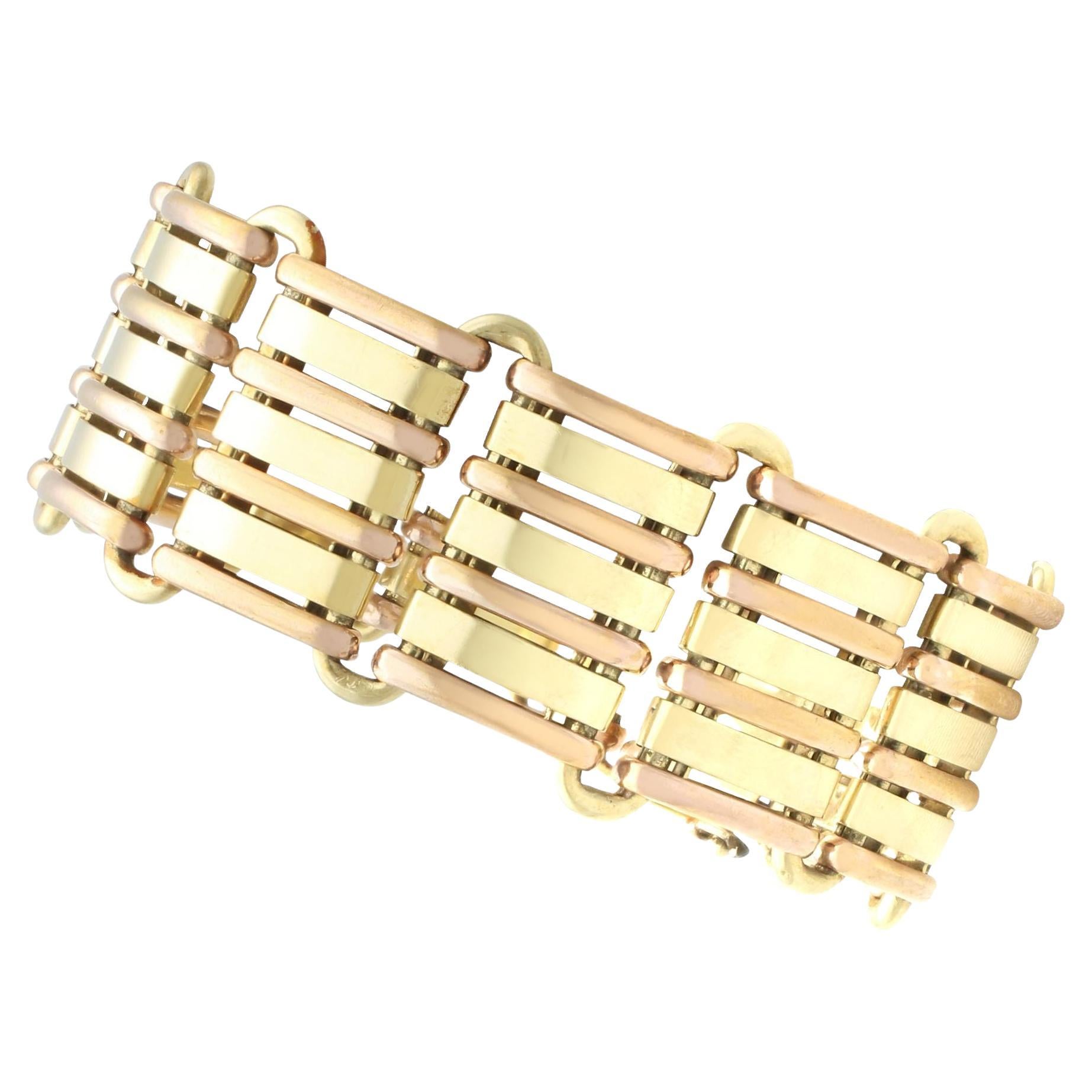 Antique Art Deco 14 Ct Rose Gold and 14Ct Yellow Gold Bracelet