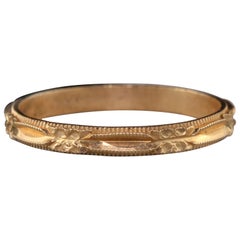 Antique Art Deco 14 Karat Yellow Gold Engraved Wedding Band