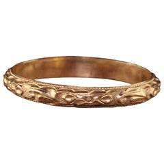 Antique Art Deco 14 Karat Yellow Gold Engraved Wedding Band