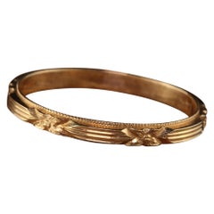 Antique Art Deco 14 Karat Yellow Gold Engraved Wedding Band