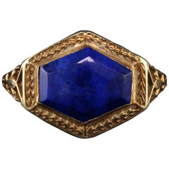 Antique Art Deco 14 Karat Yellow Gold Lapis Lazuli Ring