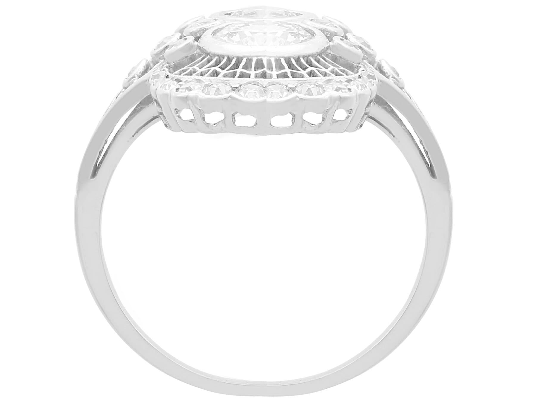 Women's or Men's Art Deco 1.43ct Diamond and Platinum Dress Ring For Sale
