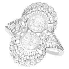 Antique Art Deco 1.43ct Diamond and Platinum Dress Ring