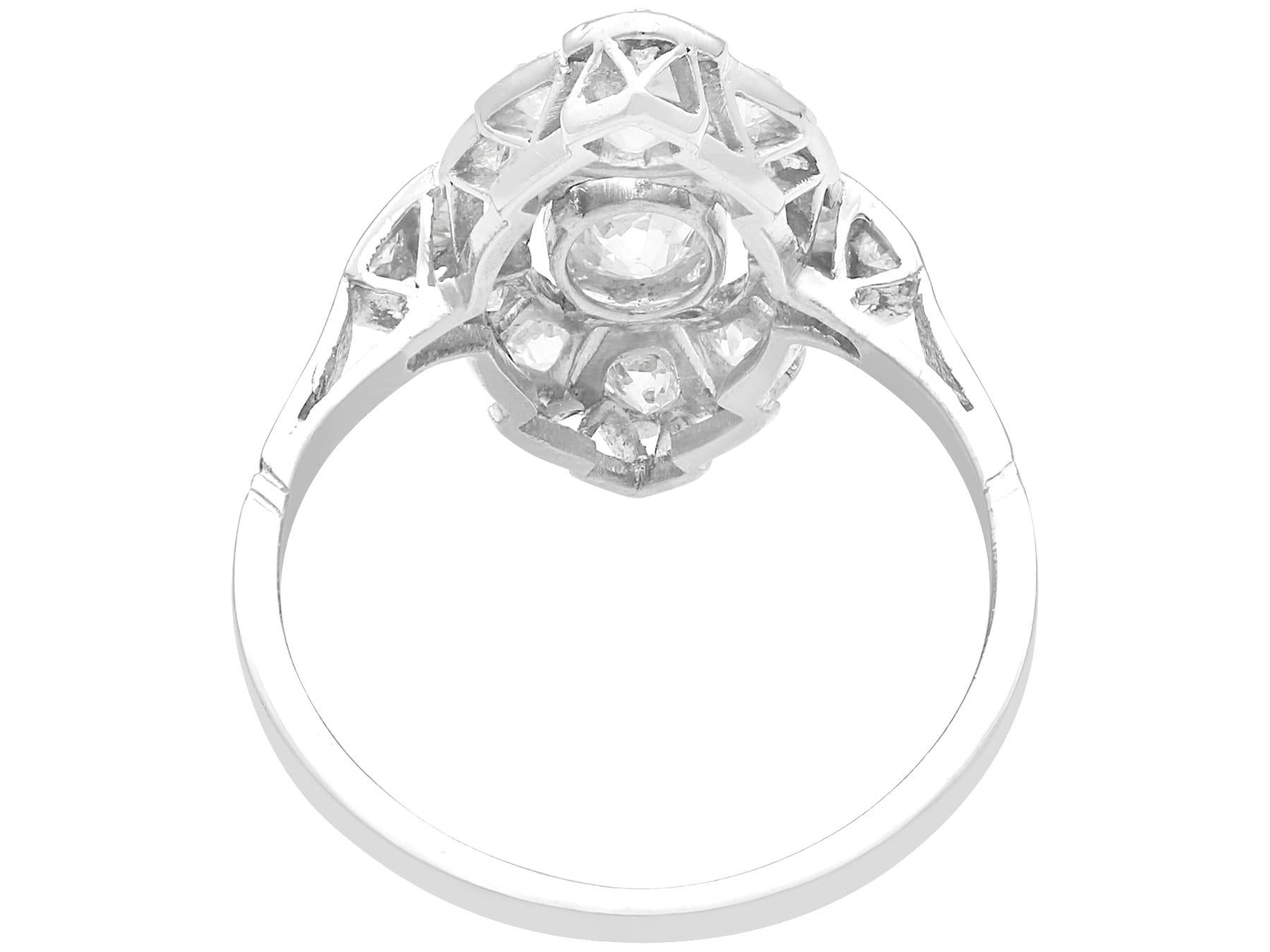 Women's or Men's Antique Art Deco 1.46Ct Diamond and Platinum Dress Ring Circa 1920 For Sale