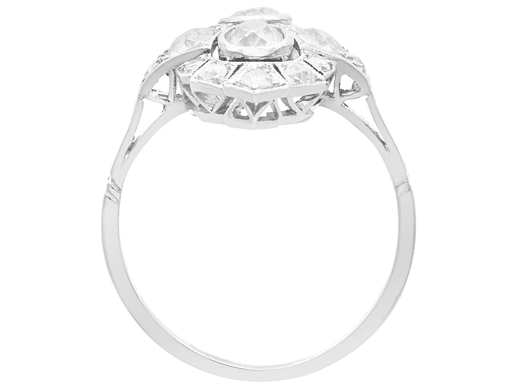 Antique Art Deco 1.46Ct Diamond and Platinum Dress Ring Circa 1920 For Sale 1