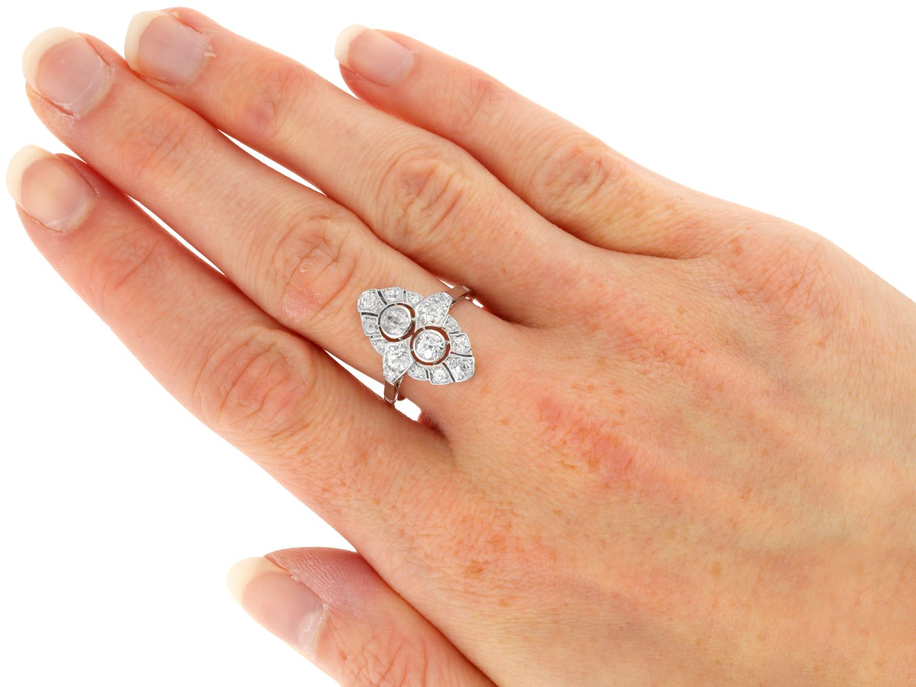 Antique Art Deco 1.46Ct Diamond and Platinum Dress Ring Circa 1920 For Sale 2