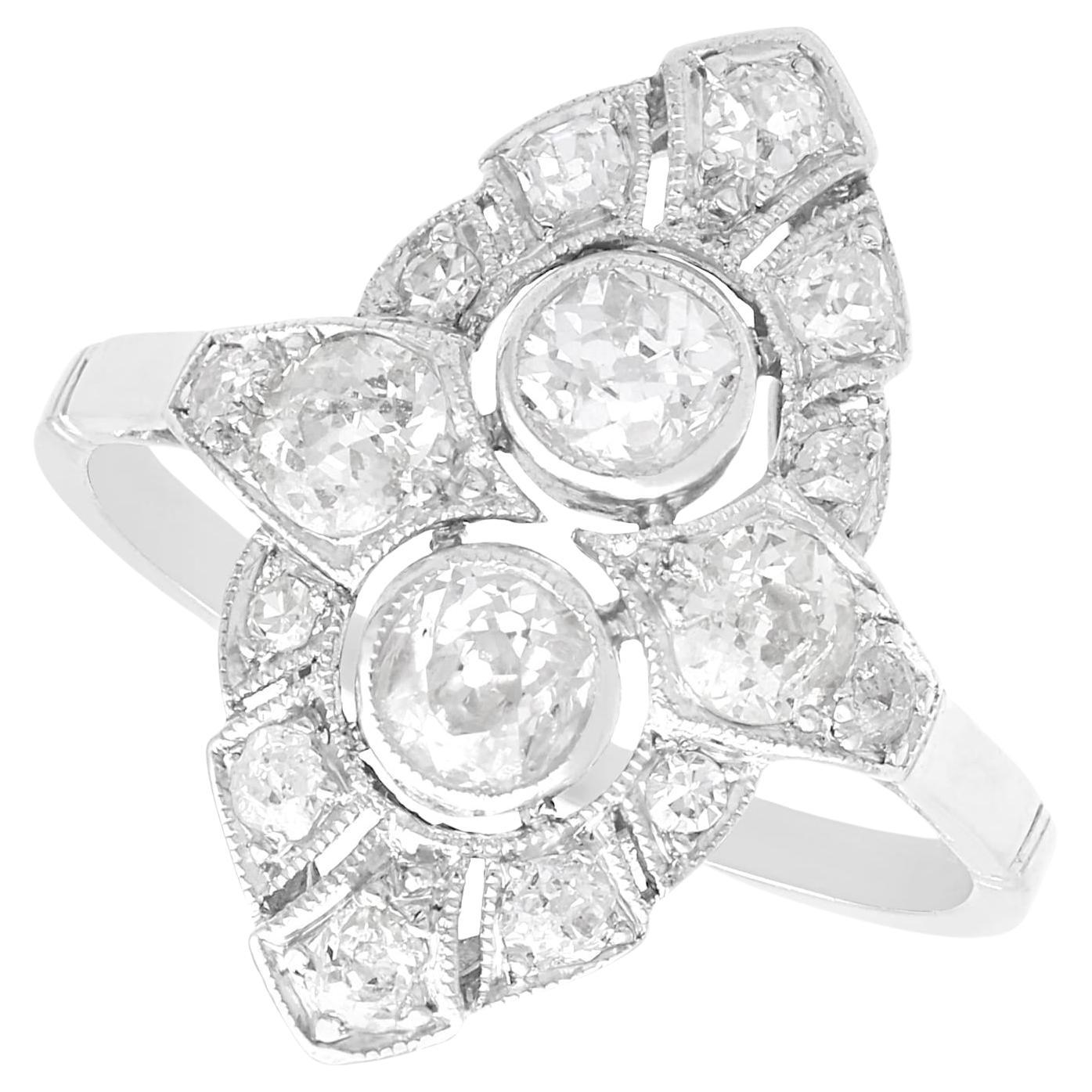 Antique Art Deco 1.46Ct Diamond and Platinum Dress Ring Circa 1920 For Sale