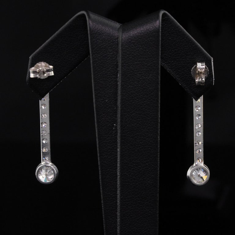 Women's Antique Art Deco 14 Karat and 18 Karat White Gold and Diamond Drop Earrings For Sale